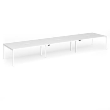 Connex Goal-Post 5400 x 1200 x 725mm Back to Back Desk ( 6 x 1800mm ) - White Frame / White Top - GCO5412-WH-WH