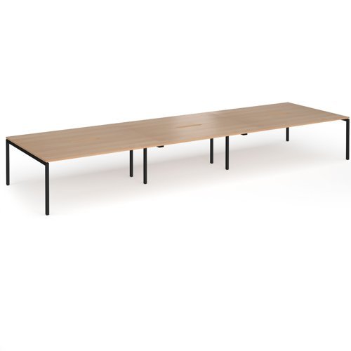 Connex Goal-Post 5400 x 1600 x 725mm Back to Back Desk ( 6 x 1800mm ) - Black Frame / Beech Top - GCO5416-K-B