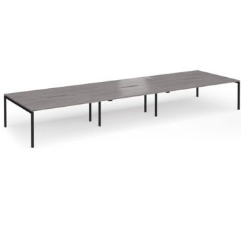 Connex Goal-Post 5400 x 1600 x 725mm Back to Back Desk ( 6 x 1800mm ) - Black Frame / Grey Oak Top - GCO5416-K-GO