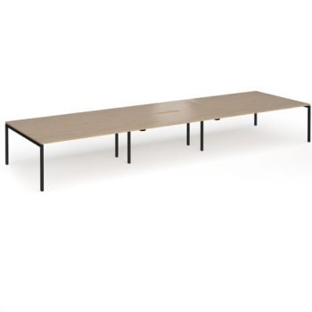 Connex Goal-Post 5400 x 1600 x 725mm Back to Back Desk ( 6 x 1800mm ) - Black Frame / Kendal Oak Top - GCO5416-K-KO