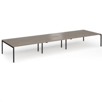 Connex Goal-Post 5400 x 1600 x 725mm Back to Back Desk ( 6 x 1800mm ) - Black Frame / Nebraska Oak Top - GCO5416-K-NO