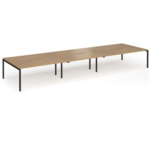 Connex Goal-Post 5400 x 1600 x 725mm Back to Back Desk ( 6 x 1800mm ) - Black Frame / Oak Top - GCO5416-K-O