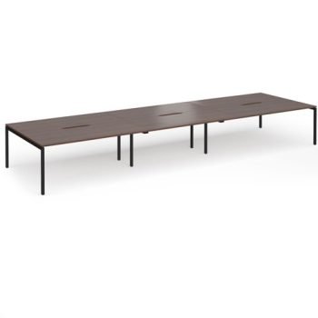 Connex Goal-Post 5400 x 1600 x 725mm Back to Back Desk ( 6 x 1800mm ) - Black Frame / Walnut Top - GCO5416-K-W