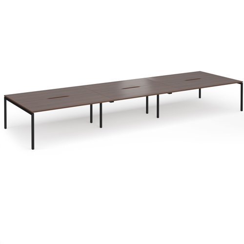 Connex Goal-Post 5400 x 1600 x 725mm Back to Back Desk ( 6 x 1800mm ) - Black Frame / Walnut Top - GCO5416-K-W