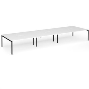 Connex Goal-Post 5400 x 1600 x 725mm Back to Back Desk ( 6 x 1800mm ) - Black Frame / White Top - GCO5416-K-WH