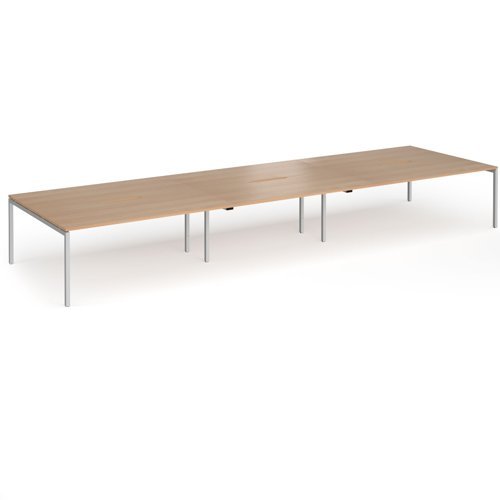 Connex Goal-Post 5400 x 1600 x 725mm Back to Back Desk ( 6 x 1800mm ) - Silver Frame / Beech Top - GCO5416-S-B
