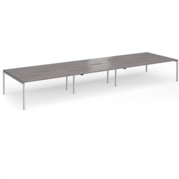 Connex Goal-Post 5400 x 1600 x 725mm Back to Back Desk ( 6 x 1800mm ) - Silver Frame / Grey Oak Top - GCO5416-S-GO