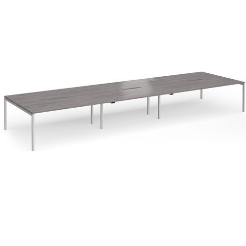 Connex Goal-Post 5400 x 1600 x 725mm Back to Back Desk ( 6 x 1800mm ) - Silver Frame / Grey Oak Top - GCO5416-S-GO