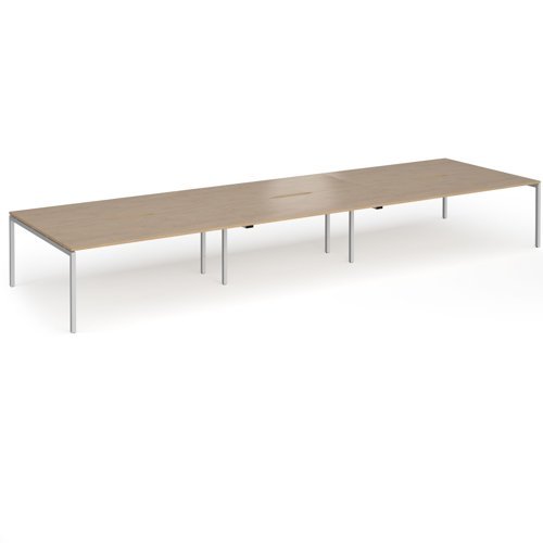 Connex Goal-Post 5400 x 1600 x 725mm Back to Back Desk ( 6 x 1800mm ) - Silver Frame / Kendal Oak Top - GCO5416-S-KO