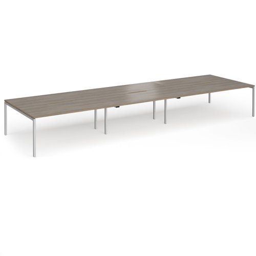 Connex Goal-Post 5400 x 1600 x 725mm Back to Back Desk ( 6 x 1800mm ) - Silver Frame / Nebraska Oak Top - GCO5416-S-NO