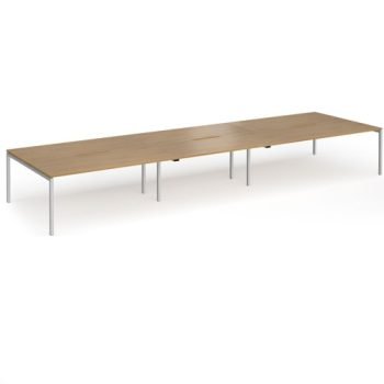 Connex Goal-Post 5400 x 1600 x 725mm Back to Back Desk ( 6 x 1800mm ) - Silver Frame / Oak Top - GCO5416-S-O