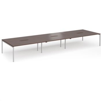 Connex Goal-Post 5400 x 1600 x 725mm Back to Back Desk ( 6 x 1800mm ) - Silver Frame / Walnut Top - GCO5416-S-W
