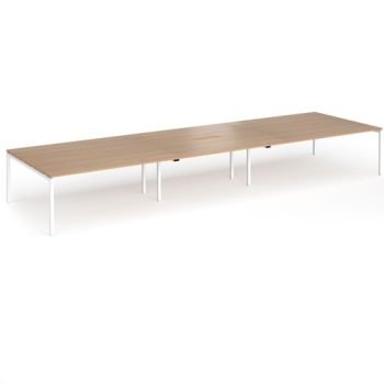 Connex Goal-Post 5400 x 1600 x 725mm Back to Back Desk ( 6 x 1800mm ) - White Frame / Beech Top - GCO5416-WH-B