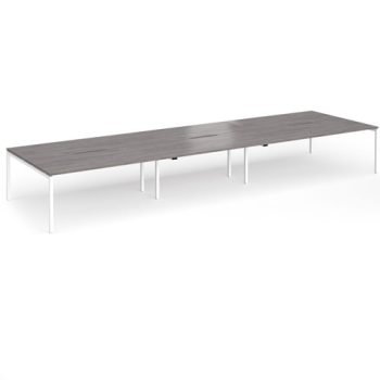 Connex Goal-Post 5400 x 1600 x 725mm Back to Back Desk ( 6 x 1800mm ) - White Frame / Grey Oak Top - GCO5416-WH-GO