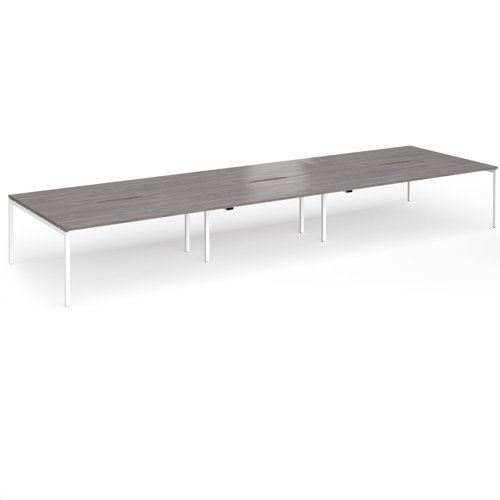 Connex Goal-Post 5400 x 1600 x 725mm Back to Back Desk ( 6 x 1800mm ) - White Frame / Grey Oak Top - GCO5416-WH-GO