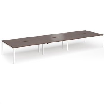 Connex Goal-Post 5400 x 1600 x 725mm Back to Back Desk ( 6 x 1800mm ) - White Frame / Walnut Top - GCO5416-WH-W