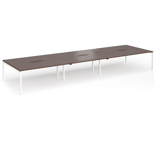 Connex Goal-Post 5400 x 1600 x 725mm Back to Back Desk ( 6 x 1800mm ) - White Frame / Walnut Top - GCO5416-WH-W