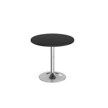 Genoa circular dining table with chrome trumpet base 800mm - Black - GDC800-C-BK