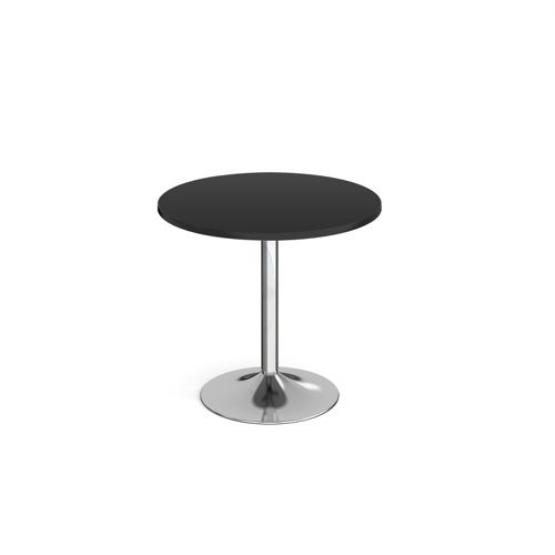 Genoa circular dining table with chrome trumpet base 800mm - Black - GDC800-C-BK