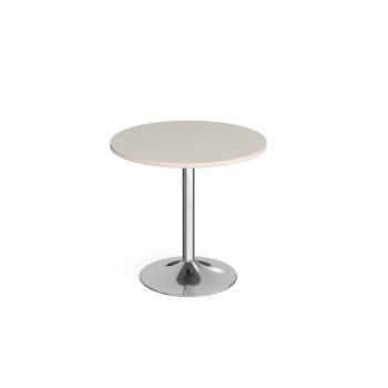 Genoa circular dining table with chrome trumpet base 800mm - Light Grey - GDC800-C-LG