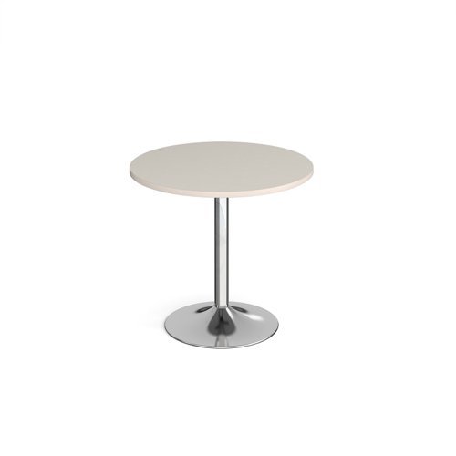 Genoa circular dining table with chrome trumpet base 800mm - Light Grey - GDC800-C-LG