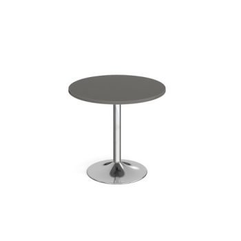 Genoa circular dining table with chrome trumpet base 800mm - Onyx Grey - GDC800-C-OG