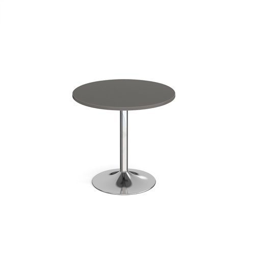 Genoa circular dining table with chrome trumpet base 800mm - Onyx Grey - GDC800-C-OG