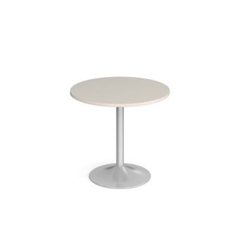 Genoa circular dining table with silver trumpet base 800mm - Light Grey - GDC800-S-LG
