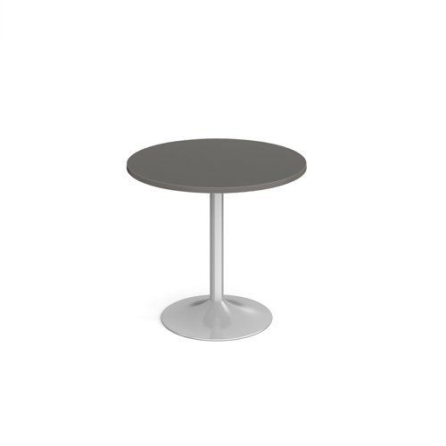 Genoa circular dining table with silver trumpet base 800mm - Onyx Grey - GDC800-S-OG