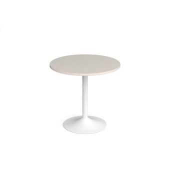 Genoa circular dining table with white trumpet base 800mm - Light Grey - GDC800-WH-LG