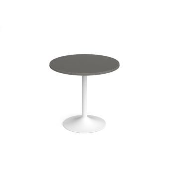 Genoa circular dining table with white trumpet base 800mm - Onyx Grey - GDC800-WH-OG