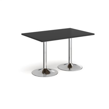 Genoa rectangular dining table with chrome trumpet base 1200mm x 800mm - Black - GDR1200-C-BK