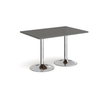 Genoa rectangular dining table with chrome trumpet base 1200mm x 800mm - Onyx Grey - GDR1200-C-OG