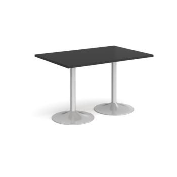 Genoa rectangular dining table with silver trumpet base 1200mm x 800mm - Black - GDR1200-S-BK