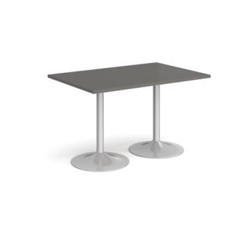 Genoa rectangular dining table with silver trumpet base 1200mm x 800mm - Onyx Grey - GDR1200-S-OG