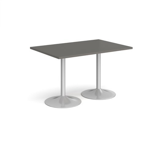 Genoa rectangular dining table with silver trumpet base 1200mm x 800mm - Onyx Grey - GDR1200-S-OG