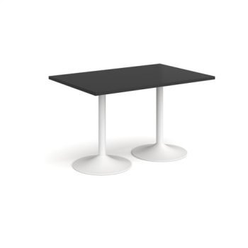 Genoa rectangular dining table with white trumpet base 1200mm x 800mm - Black - GDR1200-WH-BK