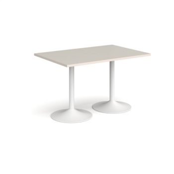 Genoa rectangular dining table with white trumpet base 1200mm x 800mm - Light Grey - GDR1200-WH-LG