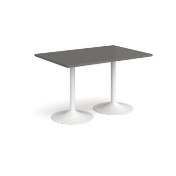 Genoa rectangular dining table with white trumpet base 1200mm x 800mm - Onyx Grey - GDR1200-WH-OG