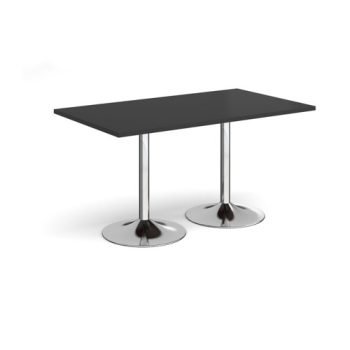 Genoa rectangular dining table with chrome trumpet base 1400mm x 800mm - Black - GDR1400-C-BK