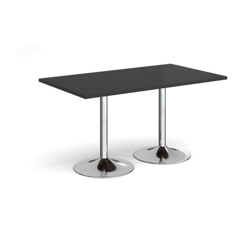 Genoa rectangular dining table with chrome trumpet base 1400mm x 800mm - Black - GDR1400-C-BK