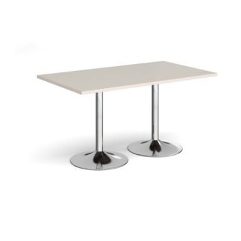 Genoa rectangular dining table with chrome trumpet base 1400mm x 800mm - Light Grey - GDR1400-C-LG