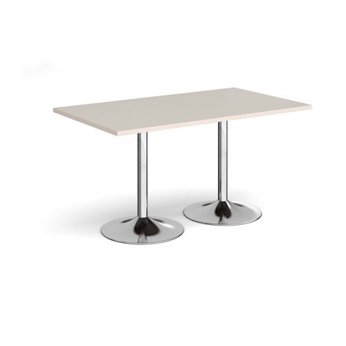Genoa rectangular dining table with chrome trumpet base 1400mm x 800mm - Light Grey - GDR1400-C-LG