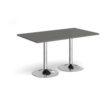 Genoa rectangular dining table with chrome trumpet base 1400mm x 800mm - Onyx Grey - GDR1400-C-OG