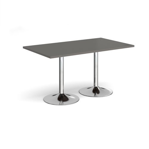 Genoa rectangular dining table with chrome trumpet base 1400mm x 800mm - Onyx Grey - GDR1400-C-OG