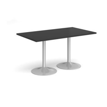 Genoa rectangular dining table with silver trumpet base 1400mm x 800mm - Black - GDR1400-S-BK