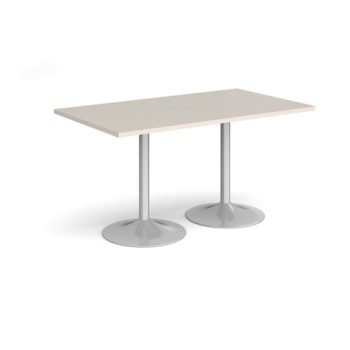 Genoa rectangular dining table with silver trumpet base 1400mm x 800mm - Light Grey - GDR1400-S-LG