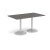 Genoa rectangular dining table with silver trumpet base 1400mm x 800mm - Onyx Grey - GDR1400-S-OG