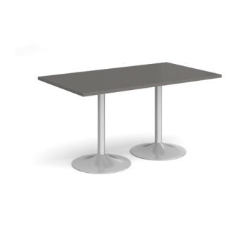 Genoa rectangular dining table with silver trumpet base 1400mm x 800mm - Onyx Grey - GDR1400-S-OG