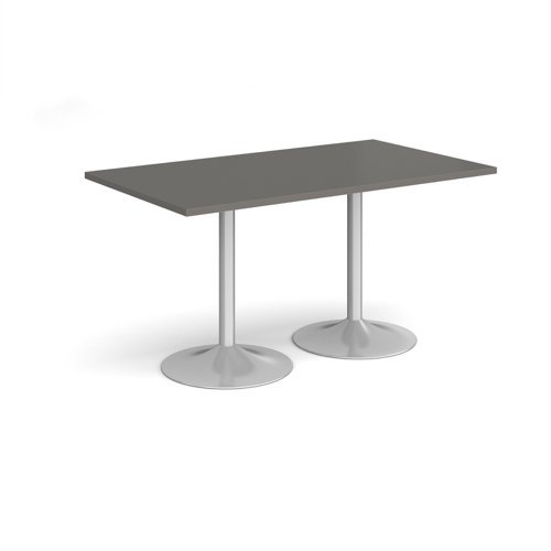 Genoa rectangular dining table with silver trumpet base 1400mm x 800mm - Onyx Grey - GDR1400-S-OG